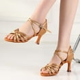 thumbnail image 3 of Women's Latin Dance Shoes Satin Ballroom Salsa Practice Professional Performance Dancing Shoes, 3 of 15