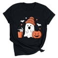 thumbnail image 5 of Frostluinai Halloween Shirts for Ladies Spooky Ghosts Pumpkin Casual Graphic Tees Short Sleeve Crewneck Lightweight Holiday Party T Shirts S-3XL, 5 of 7