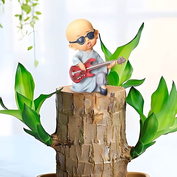 Fiudx Figura de Monje Zen, Exquisita Decoración de Resina Marrón, Adorno Compacto de Mesa, Ambiente Relajante para El Hogar, Accesorio de Escritorio de Oficina, Regalo Ideal.