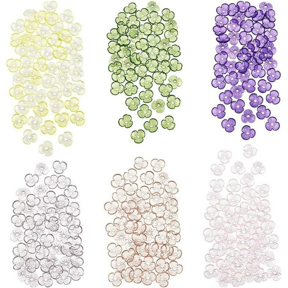 300 Pcs 6 Colors Flower Bead Caps Floral End Caps 10mm Transparent Acrylic Flower Charms Beads for DIY Crafting Bracelet Necklace Jewelry Making for making