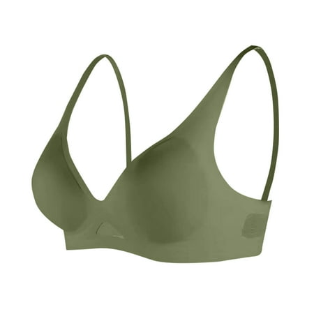Womens Seamless Push Up Bras No Underwire Full Coverage Comfortable V Neck Bralettes Wireless Everyday Bra Green 36 C
