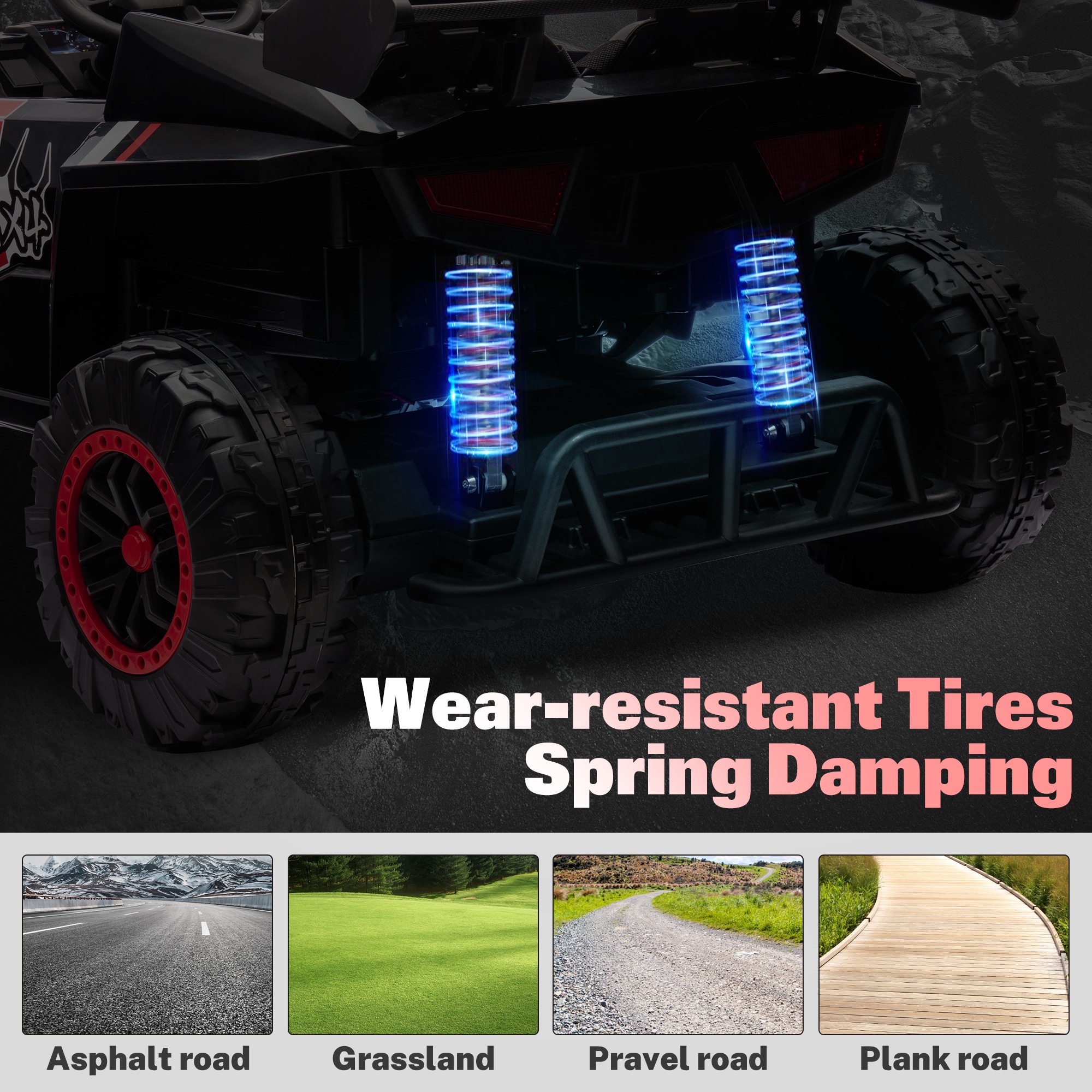 24V 2 Seater Ride on Toy Cars, Kids Ride on UTV Cars with Remote Control, Battery Powered Electric Car for Kids Boys Girls 3-8 w/Bluetooth, USB, Dual Flash Light, 4 Wheelers Drive, Black