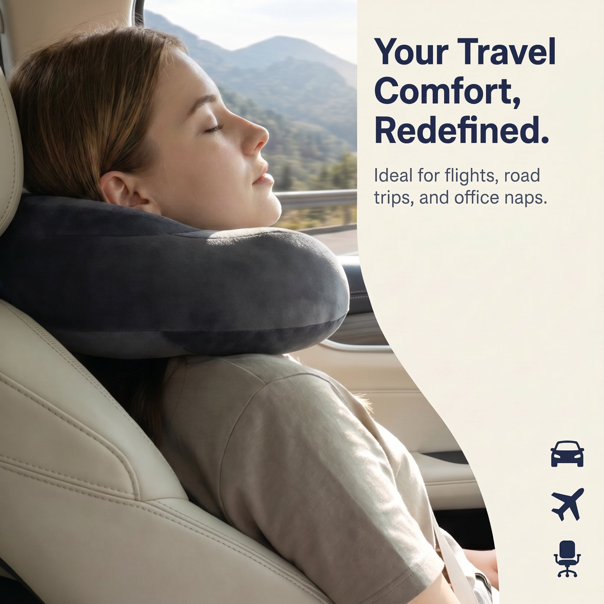 Unique Bargains  Memory Foam Travel U Shape Neck Pillow for Airplane Dark Gray 11"x11"