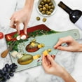 thumbnail image 4 of Christmas Cutting Board, Yule Eve Balls Baubles Ribbon Present Boxes Fir Tree Greeting Celebration Theme, Tempered Glass Cutting and Serving Board, Wine Bottle Shape, Multicolor, by Ambesonne, 4 of 5