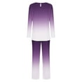 thumbnail image 5 of Cavosen Women's Pajamas Long Pants Long Sleeve with Pocket 2 Piece Outfit Sets Pants Tops Sleepwear Pleated Gradient Nightwear Lightweight Soft Homewear Fall Winter Clothes, 5 of 6
