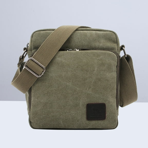 YSNOOWE 1Set Retro Rectangular Canvas Messenger Bag for Men with Olive Green Color 20 x 11 x 23 cm