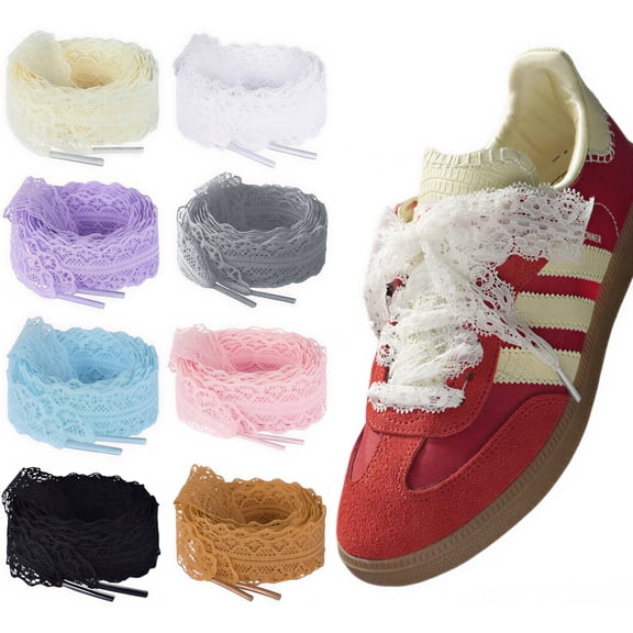 8 Pairs Lace Shoelaces, 1.2" Wide Lacy Shoe Laces for Women Sneakers
