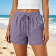 thumbnail image 4 of ByworldtasicNo Boundaries Womens Shorts Summer Casual Loose Elastic Waist Drawstring Lace Boho Beach Cover Up Shorts, 4 of 8