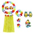 thumbnail image 3 of Conjunto de Disfraces Hawaianos para Hombres y Mujeres Perfecl Falda de Hierba Diadema Pulseras Collar Gafas Amarillo 60cm, 3 of 6
