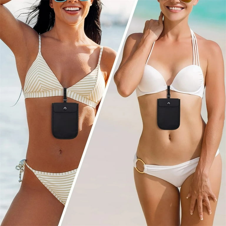Women Hidden Bra Wallet Travel Flap Clasp Secret Travel Wallet Cotton Ladies Pocket Black Walmart
