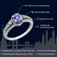 thumbnail image 2 of Gem Stone King 1.00 Cttw Tanzanite and White Topaz Engagement Ring for Women in 925 Sterling Silver | Oval 7X5MM | Gemstone Birthstone | Available in Size 5, 6, 7, 8, 9, 2 of 5