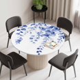 thumbnail image 2 of Navy Blue Eucalyptus Leaves Round Fitted Tablecloth with Elastic Edge, Waterproof Table Cloth Table Cover for 36"-44" Tables, Spring Rustic Botanical Tablecloths for Dining Picnic Indoor Outdoor, 2 of 9