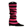 thumbnail image 4 of Punk Multicolor Striped Knit Long Socks Women Outdoor Knee High Elastic Leg Warmers Lady Warm Slim Gothic HIp Hop Socks, 4 of 10