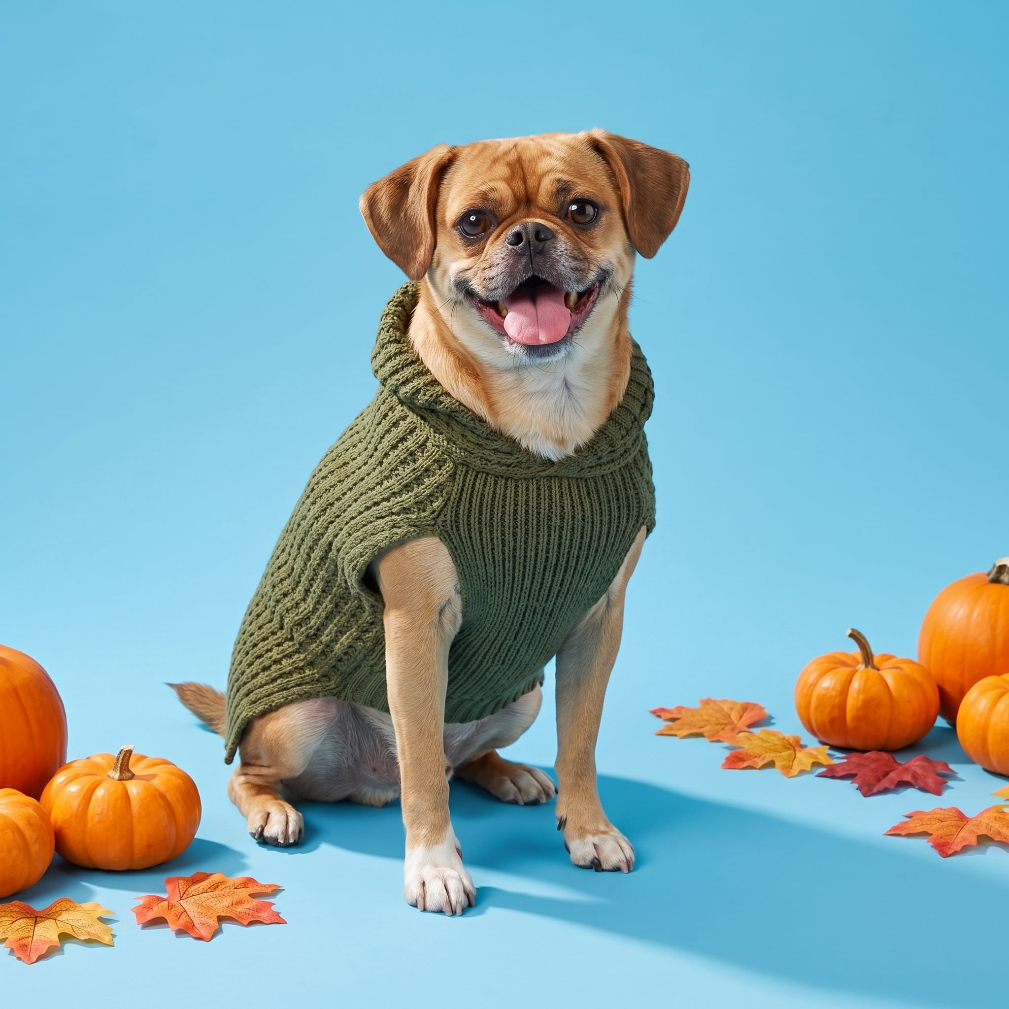 Vibrant Life Waffle Knit Sweater for Dogs and Cats, Green, S
