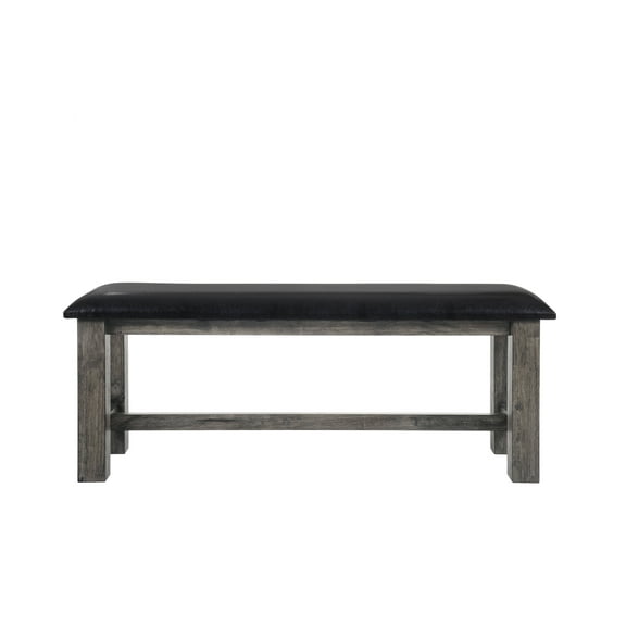 Picket House Furnishings Grayson Bench w. PU Padded SeatGrey Oak