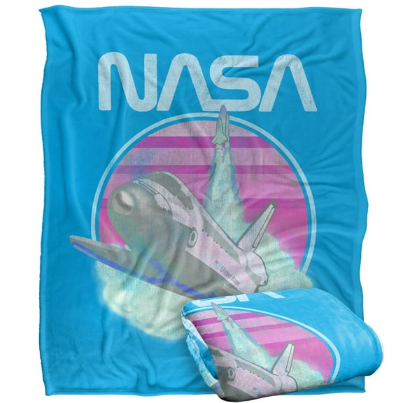 NASA Blanket, 50"x60", Shuttle Launch Silky Touch Sherpa Back Super Soft Throw Blanket