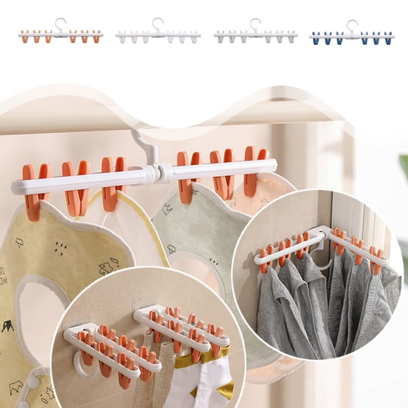 Sentmoon Laundry Drying Rack Clothing Drying Rack Multi-functional Folding Wall-hanging Clothes Rack Clothes Balcony Drying Artifacts Household Six Clip Underwear Socks Drying Hanging Racks