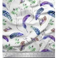 thumbnail image 1 of Soimoi Silk Fabric Flowers & Feather Print Fabric by Yard 42 Inch Wide, 1 of 3