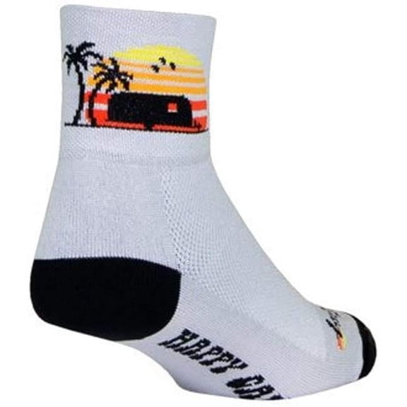 SockGuy Classic Happy Camper Socks - 3 inch, Gray/Black/Orange, Small/Medium