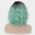 thumbnail image 5 of Unique Bargains Human Hair Wigs for Women Lady Curly Wig Cap Fluffy Curly Wavy Mint Green, 5 of 6