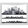 thumbnail image 1 of City Tapestry, Silhouette Long Buildings Skyline Real Estate Pattern Architecture Inspirations, Wall Hanging for Bedroom Living Room Dorm Decor, 80W X 60L Inches, Black Grey White, by Ambesonne, 1 of 2
