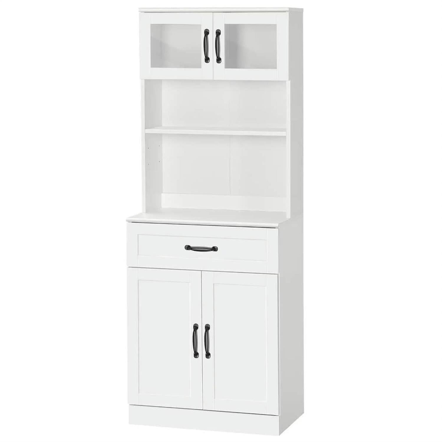Demi Bonn 4-Door Kitchen Pantry Cabinet with Hutch, 63.5" Coffee Bar, Spacious Storage for Dining Rooms, Easy Assembly, White