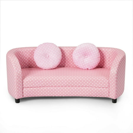 

Gymax 2 Seat Kids Sofa Armrest Chair with Two Cloth Pillows Perfect for Girls Pink