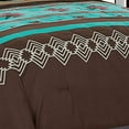 thumbnail image 4 of 3 Piece Western Southwestern Design Comforter Set Multicolor Teal Coffee Brown Embroidered Queen Size Bedding Set- Makala, 4 of 5