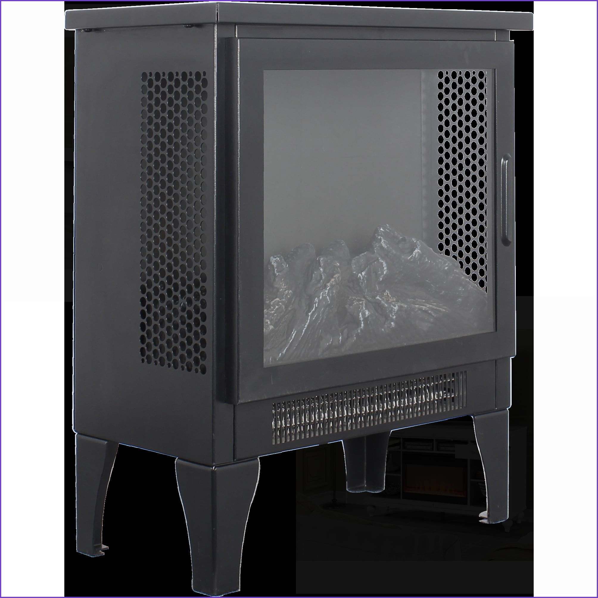 Electric Fireplace Stove, 17-Inch Freestanding with 3D Flame & Two-Speed Heat | Freestanding | Antique Black