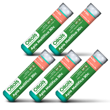 OLLOIS Apis Mellifica 30C Organic Lactose-Free Homeopathic Pellets (Pack of 5) for Stinging Edemas