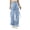 Blue women wide leg cargo pants a1, variant on Cagogo Women Wide Leg Cargo Pants with Pockets Elastic Waist Loose Casual Streetwear Long Trousers for Vacation Travel Outdoor Lounge Wear, Black M