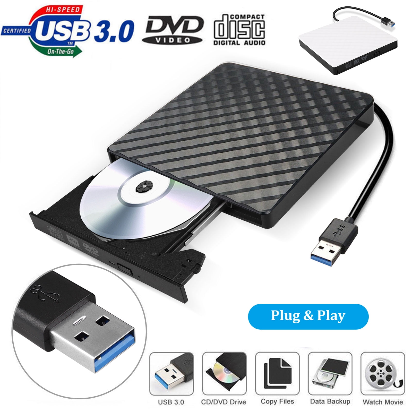 External DVD Drive USB 3 0 EEEkit Portable CD DVD RW Optical Drive 