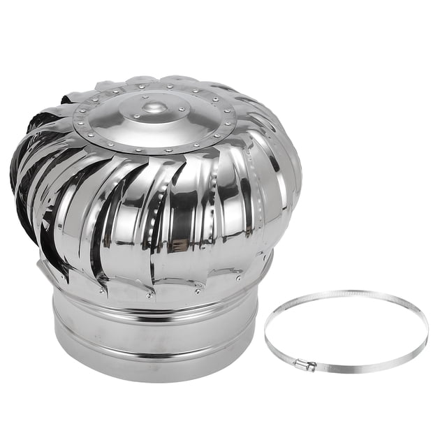 Tapa de Ventilación de Techo de Acero Inoxidable de 7.9" de Tamaño, Capucha de Turbina de Viento de Escape, Ventilación de Chimenea de Rotación 360°