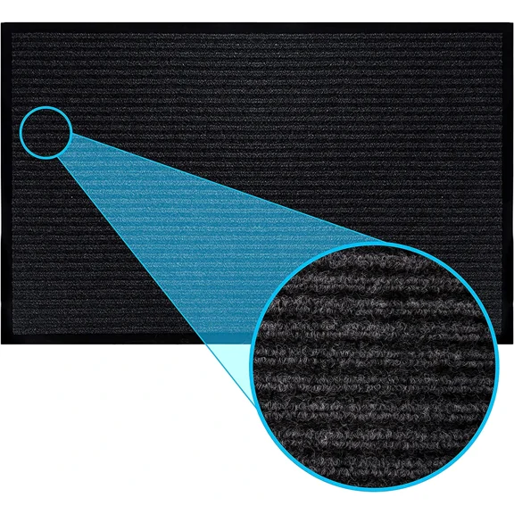 LuxUrux Black Rubber Doormat, 17" x 30", Waterproof