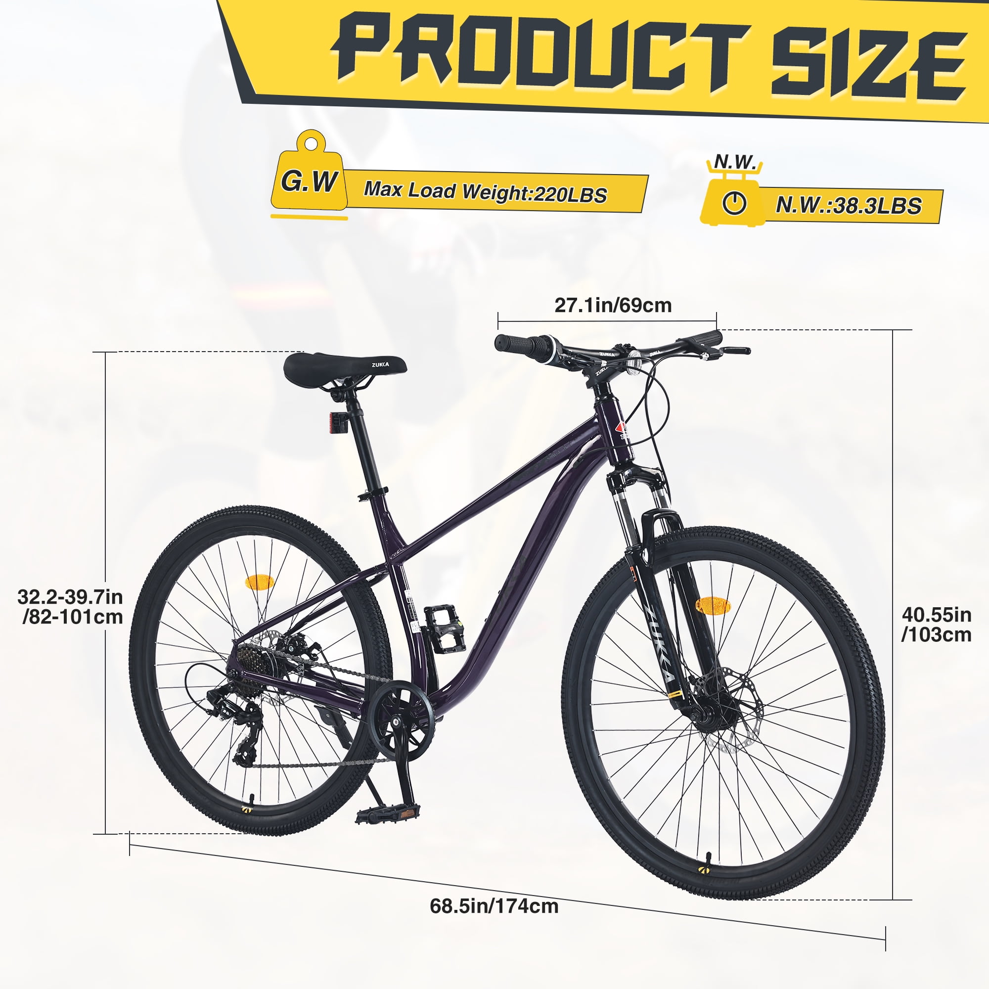 Ambifirner 27 inch Men Mountain Bike - 8-Speed Gear System & Wanda All-Terrain Tires - 85% Pre-Built Cycling Bike