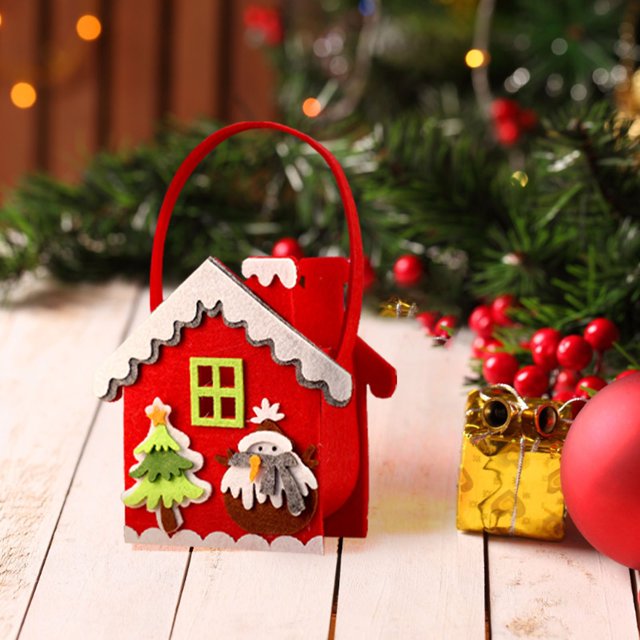 Christmas Candy Bag Featuring Festive Cartoon Santa And Tree Design Ideal For Holiday Giving On Silent Night Celebrations