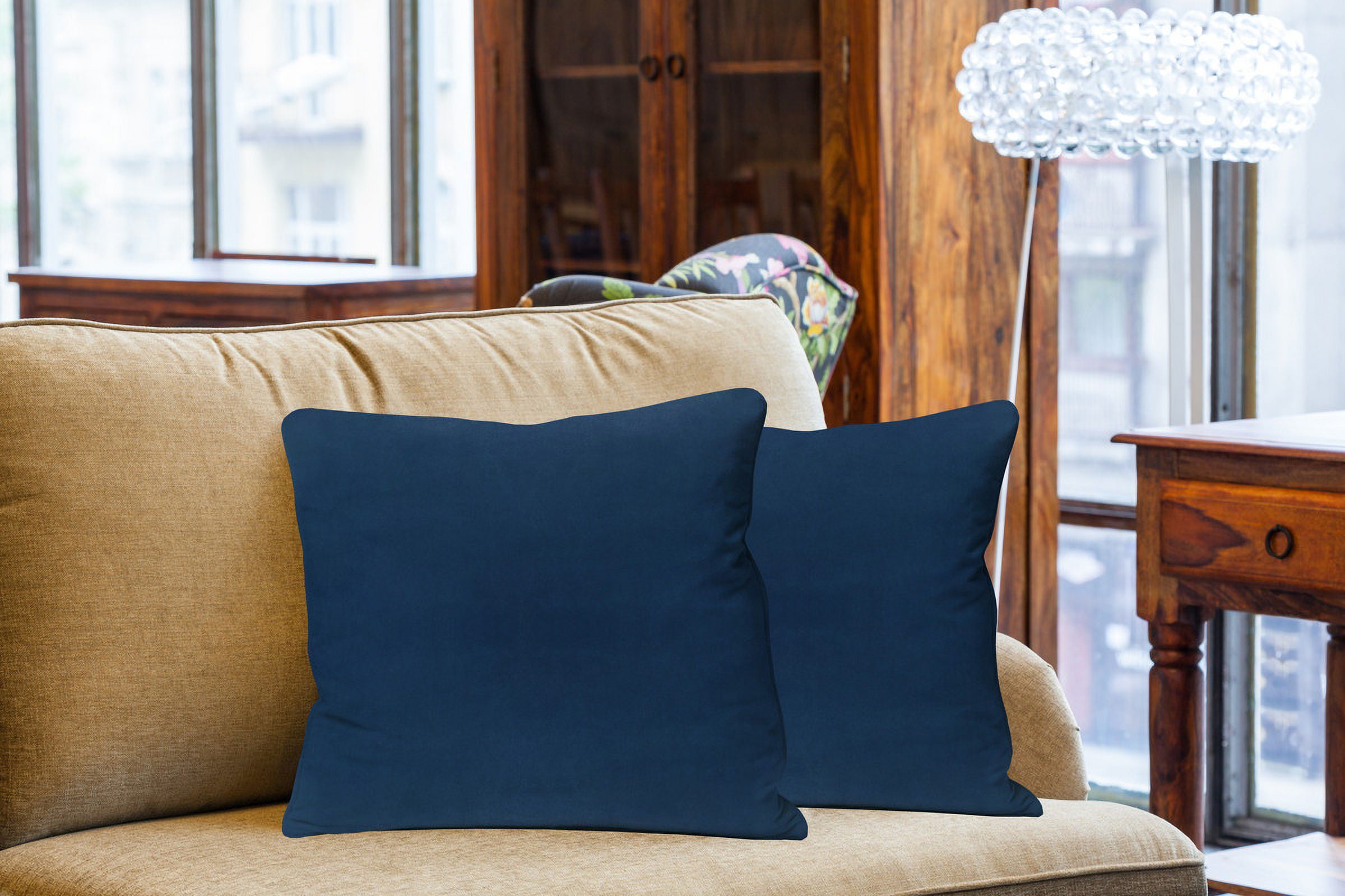 A1HC Set of 2 Luxurious Soft Velvet Throw Pillow Covers Only, 24"x24", Royal Blue, Decorative Cushion Covers with Hidden YKK Zipper for Sofa or Bed