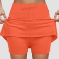 thumbnail image 2 of GEWSEY Skorts for Women Dressy Casual Plus Size High Waist Skirt with Shorts Underneath Tennis Skorts with Pockets Tummy Control Orange, 3XL, 2 of 6