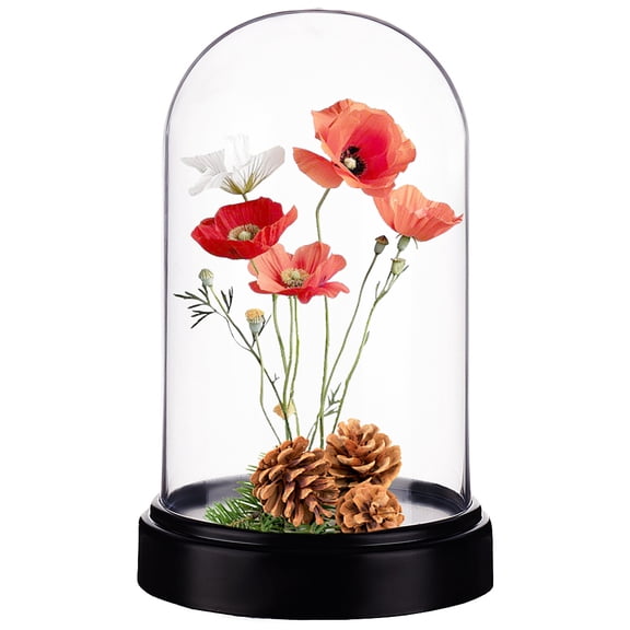 Acrylic Display Dome Case Cloche Globe 11.6 x 18.5cm Black Base Dome Bell Jar Display Case for Figures Flowers Plants Bouquets Photos Tabletop Wedding Decorations DIY