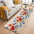 thumbnail image 2 of Red Flower Runner Rug 2x6 FT, Non Slip Hallway Carpet, Blue Garden Blossom Floral Independence Day Washable Soft Floor Carpet Throw Runner Carpet Long Rug for Entryway Kitchen Bedside Sliding Door, 2 of 9