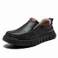thumbnail image 4 of Men'S Genuine Leather Slip-On Loafers - Hand-Stitched Business Casual Shoes with Cushioned EVA Insole & Non-Slip Rubber Sole, Low-Top Breathable Design for Office, Semi-Formal & Casual Attire - Large, 4 of 6