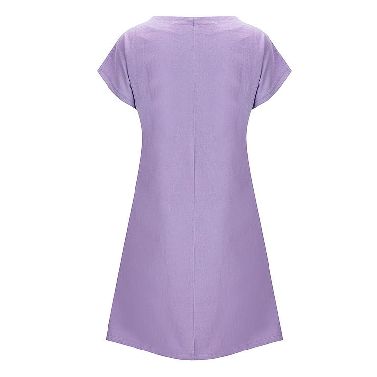 Women's Dresses Clearance Sale! Fashion Women Plus Size Embroidered Short  Sleeves V-Neck Casual Short Dress Purple Xl A29810 