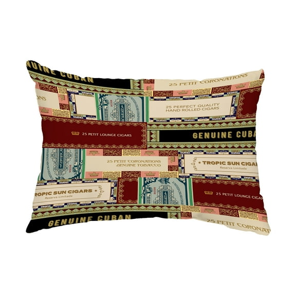 Simply Daisy, 14" x 20" Cigar Box Collage 2 Green Abstract Decorative Outdoor Pillow