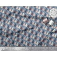 thumbnail image 2 of Soimoi Blue Modal Satin Fabric Triangle Geometric Print Fabric by Yard 42 Inch Wide, 2 of 3