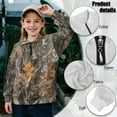 thumbnail image 6 of Uorisanigo Girls Half Zip Sweatshirt Fashion Long Sleeve Pullover Top Fall Spring Outfits Clothes Oversized Camo Hunting Print Quarter Zipper Cropped Sweatshirt for Sports and Daily Wear, 6 of 7