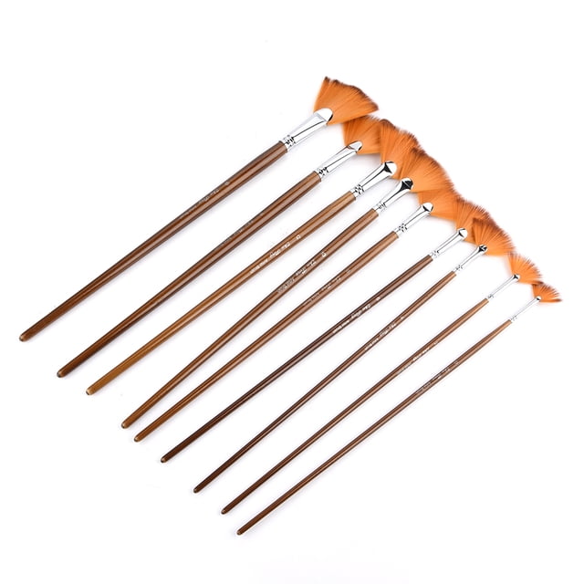 Brush9Pcs Pincel de pintura de cabello de nailon marrón Pincel para pintar con acuarela Solución innovadora Jadeshay A