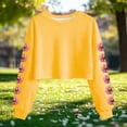 thumbnail image 2 of Camisetas de Manga Larga de las Mujeres Moda Impresa Suelta Casual Cuello Redondo Suéter Deportivo Top Se Ajusta Fiel Al Tamaño, 2 of 5
