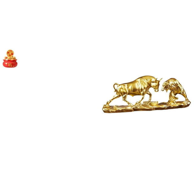 Figura de toro, oso y ganado para festivales, adorno de arte Feng Shui moderno, escultura de cuenco del tesoro para inauguración de la casa, regalo de
