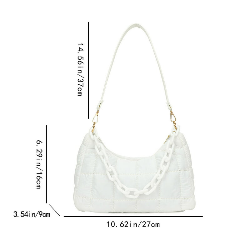 CHAMAIR Women Nylon Thread Messenger Bag Solid Color Crossbody Bags (White)