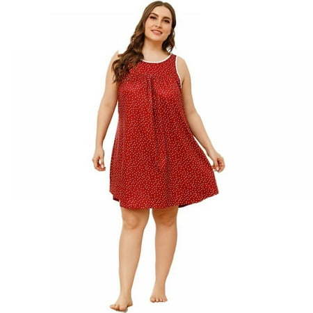 

Plus Size Nightgown Women s Pajama Dress Sleepdress Short Nightshirt Polka Dot Tank Nightdress Sleeveless Sleepwear